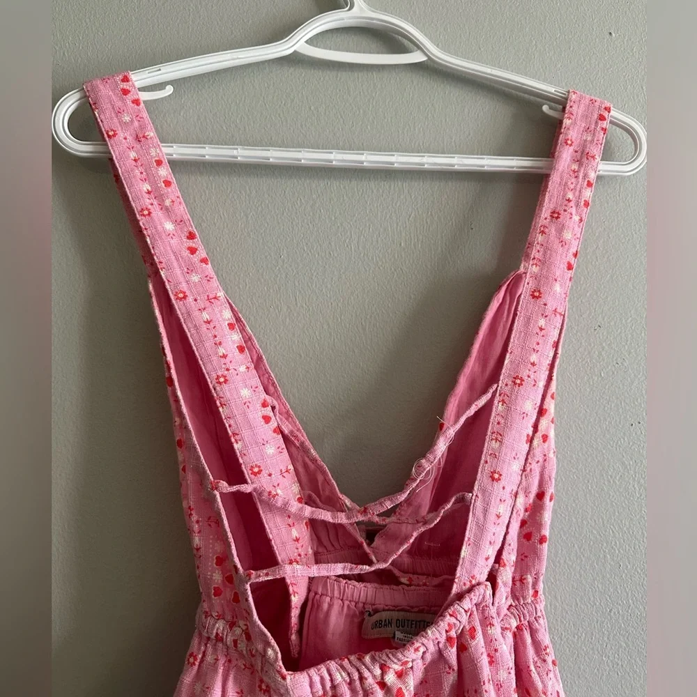 Urban Outfitters Pink Eyelet Ruffle Tie-Waist Mini Dress - Picture 13 of 14